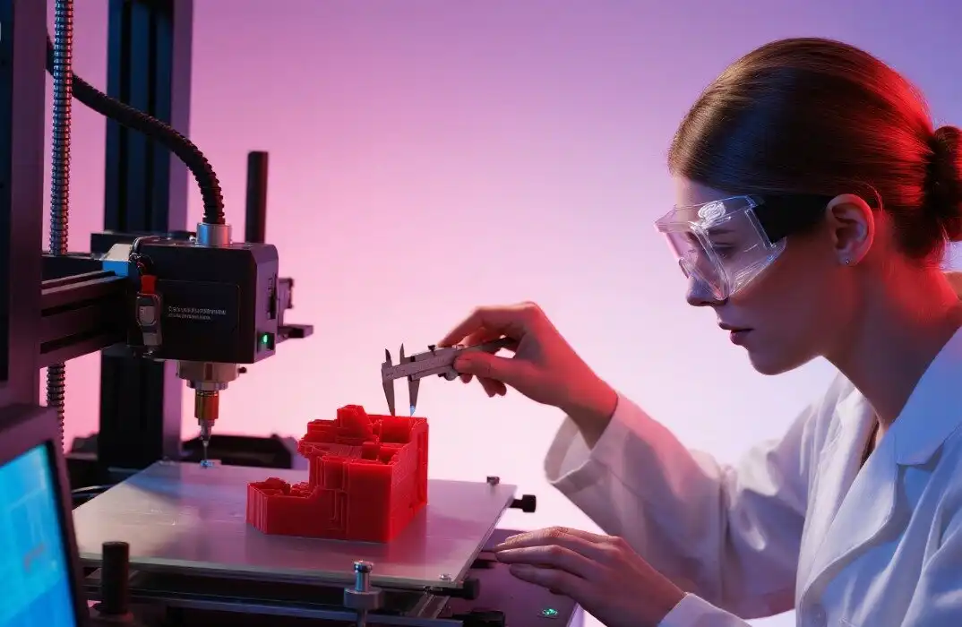 Engineer inspecting rapid CNC prototype parts at BOEN Rapid lab