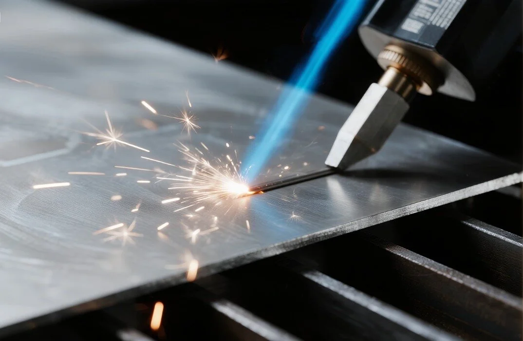CNC laser cutting process for tight tolerance metal blank preparation of precision machined parts