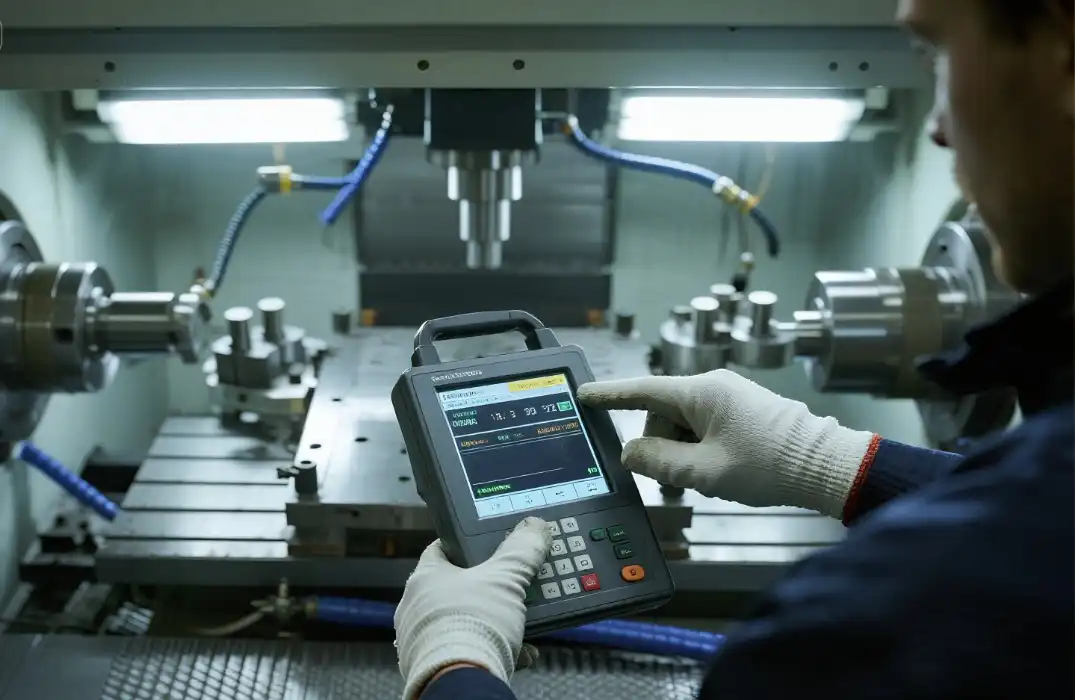 CNC lathe cutting metal bar stock to produce high precision rotational turned parts