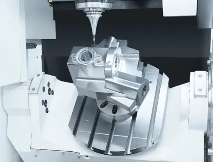 5-axis CNC machining center cutting complex aerospace structural workpiece in single setup