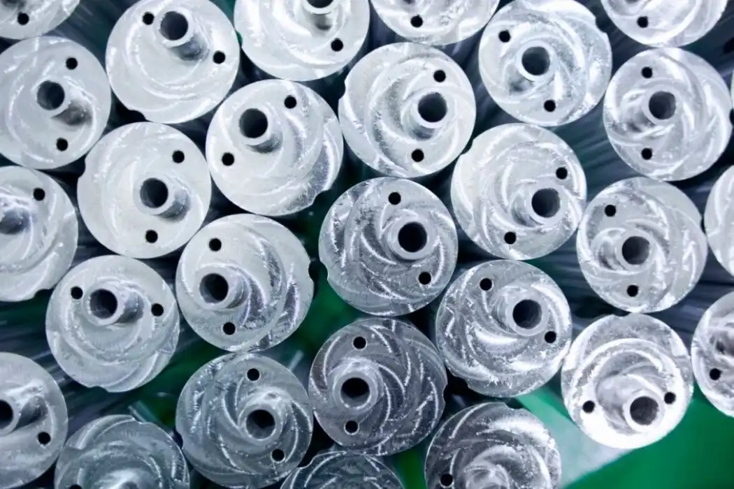 Batch of finished high precision CNC machined metal components for aerospace and semiconductor